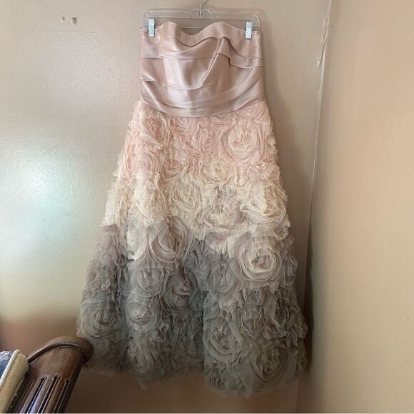 Marchesa Notte Ombre pink strapless gown tulle ballerina rosette dress plus size - Picture 13 of 16